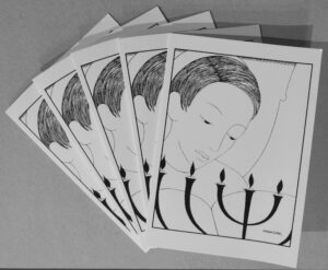 Girl with Menorah - set of 5 cards
